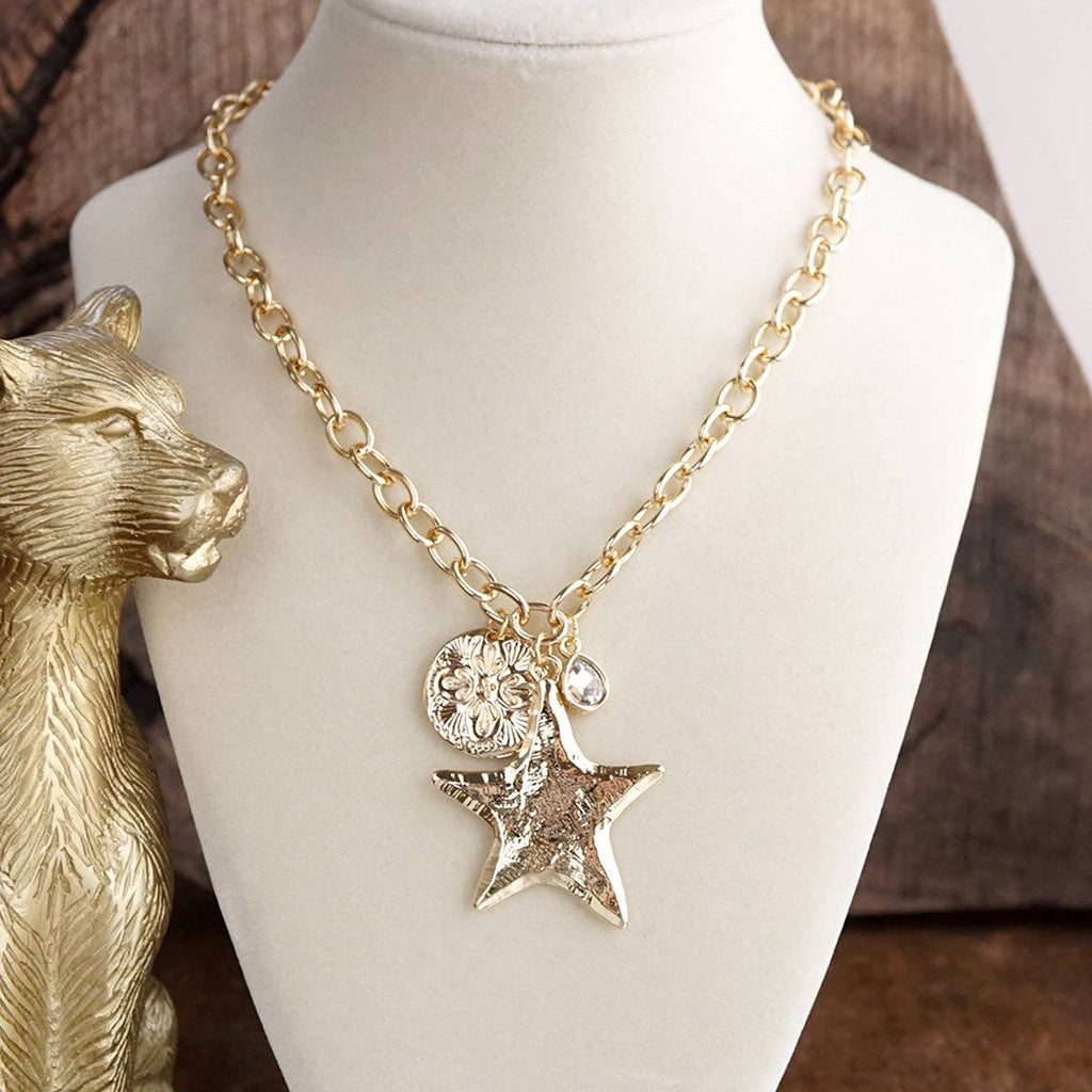 Golden Keepsake – Mixed Charm Star Necklace