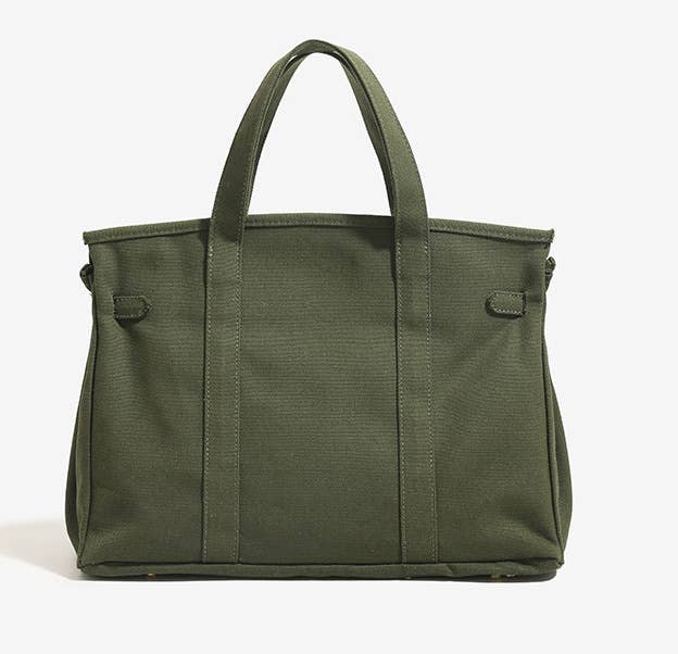 Harbor Canvas Tote - Black and Olive Green