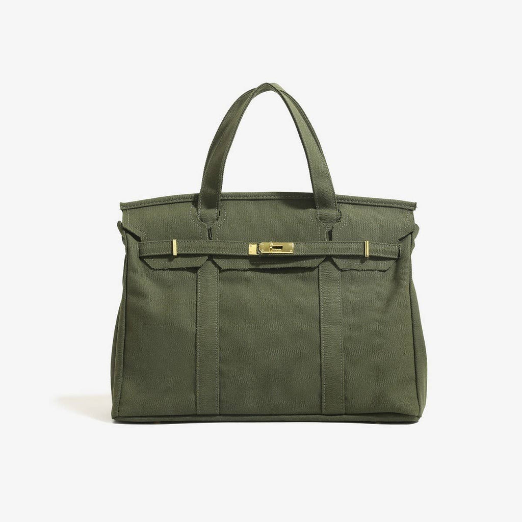 Harbor Canvas Tote - Black and Olive Green