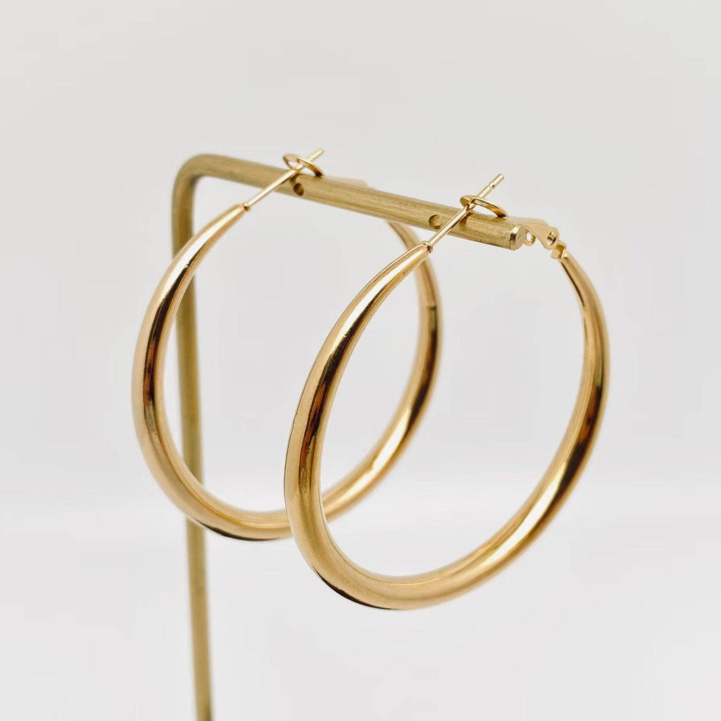 18K Gold Plated Hollow Hoop Earrings