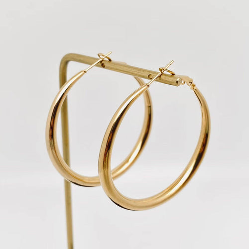 18K Gold Plated Hollow Hoop Earrings